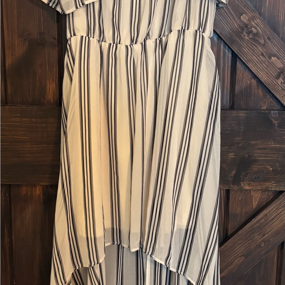 Lily Rose Cream and Black Striped high low Dress